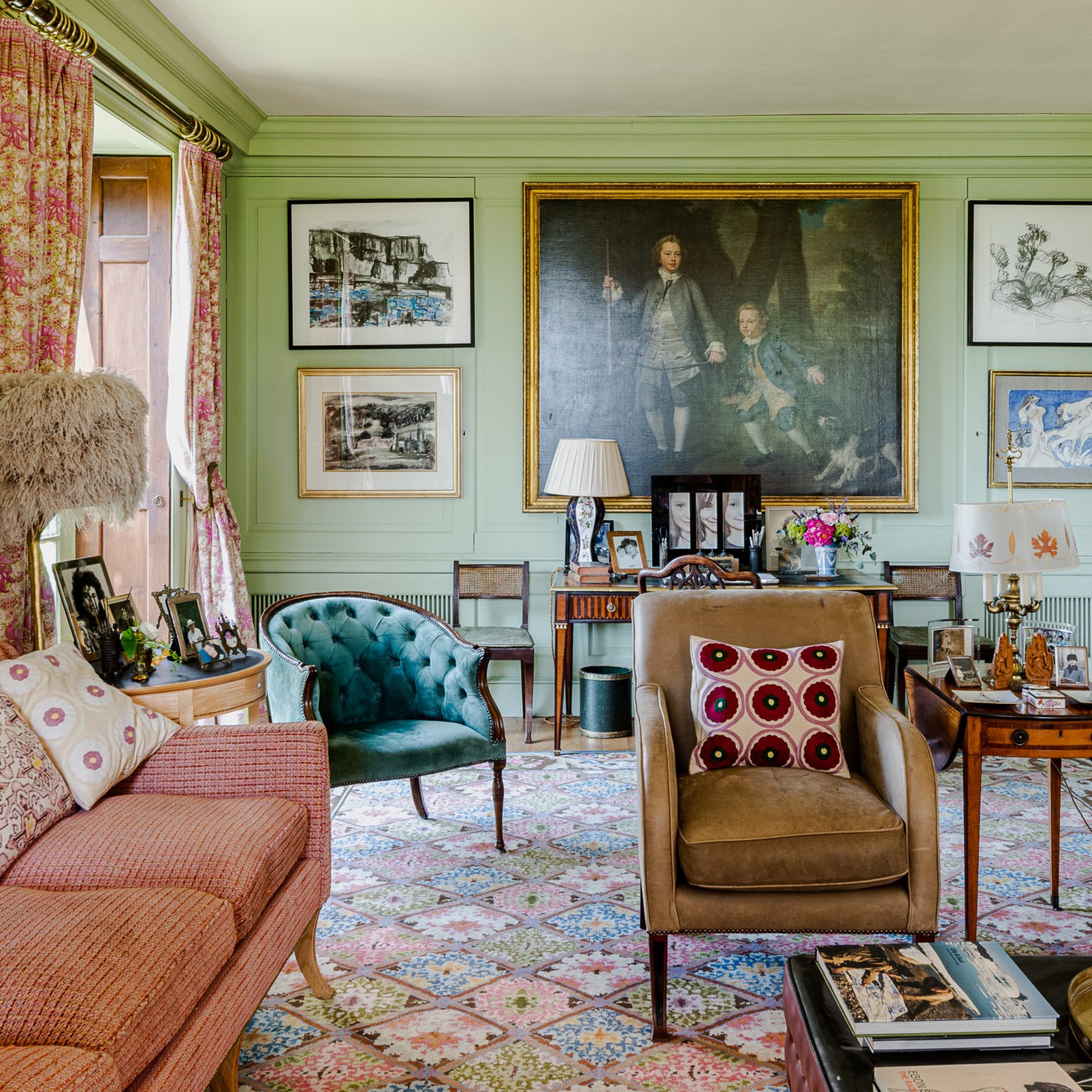 Using soft greens in a dual aspect room Edward Bulmer Natural Paint