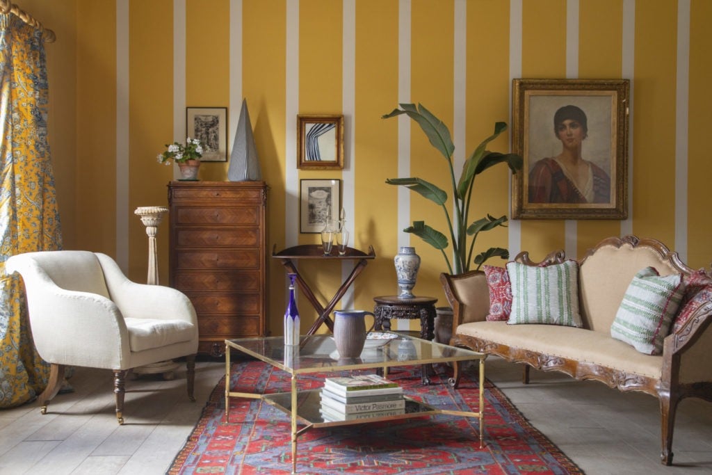 'Naples Yellow' and 'Whiting' Stripes, design by Lorfords Antiques,. styled by Toby Lorford