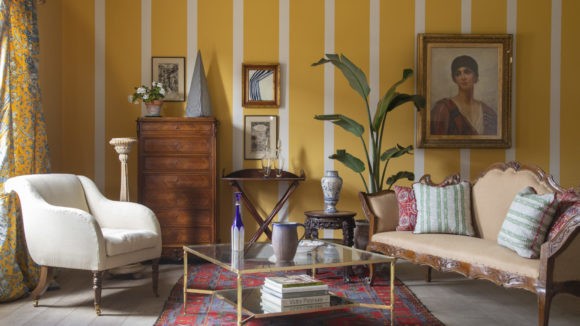 'Naples Yellow' and 'Whiting' Stripes, design by Lorfords Antiques,. styled by Toby Lorford