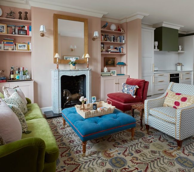 'Jonquil' sitting room, interior design by Eyre Interiors, photography by Katrina Lawson Johnson