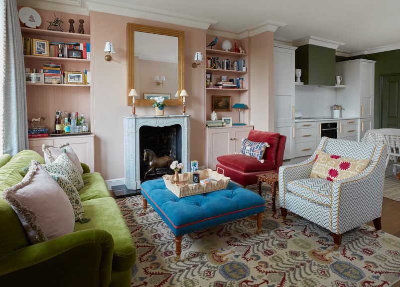 'Jonquil' sitting room, interior design by Eyre Interiors, photography by Katrina Lawson Johnson