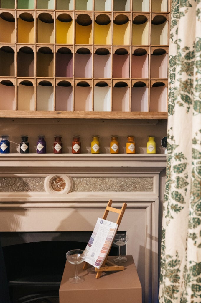 The Edward Bulmer Natural Paint showroom, alive with the colours of the new Chatsworth Collection