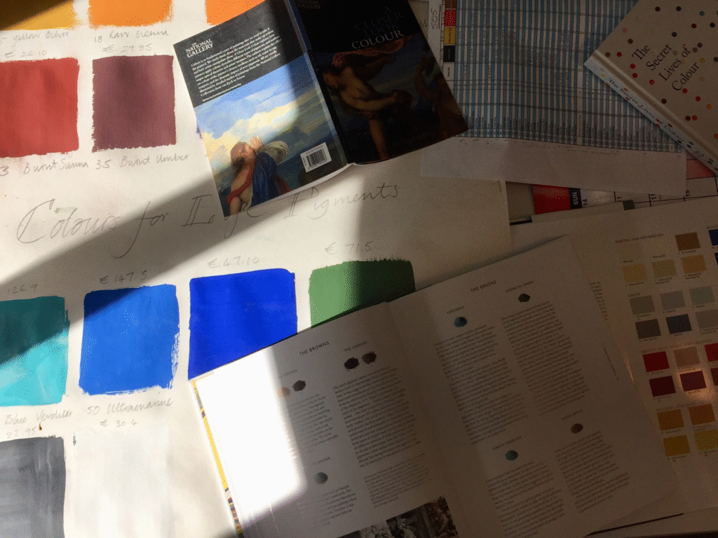 Earth pigments colour swatches